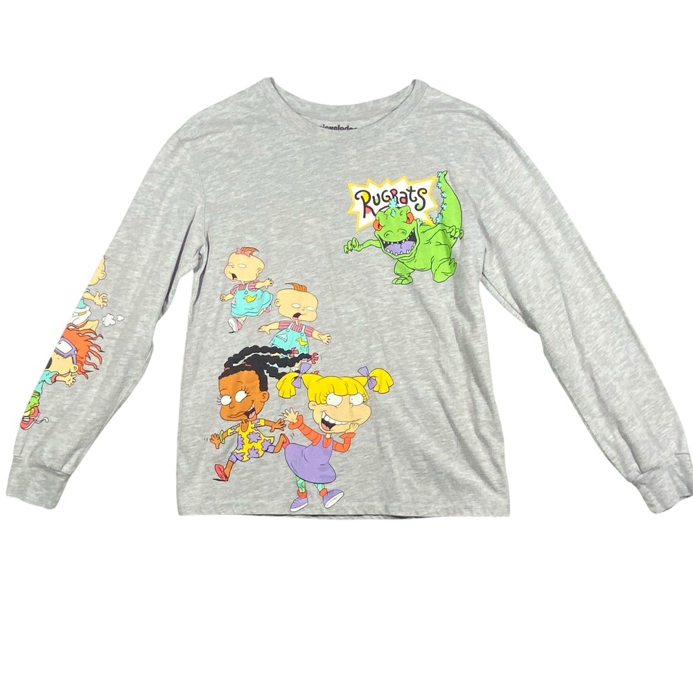Nickelodeon Rugrats Long Sleeve Shirt Kids Size M 7-9 Grey Graphic‎ Reptar Tee